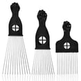 thumbnail image 1 of OPALESQUE Afro Pick para Cabello Rizado, Paquete de 3 Peines de Metal para Peinar Mujeres/hombres, Negro (Plástico, Metal), 1 of 7