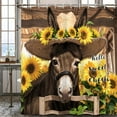 thumbnail image 2 of Brown Shower Curtain Animals Farmhosue Donkey Bathroom Curtain with Hooks,72"x72", 2 of 7