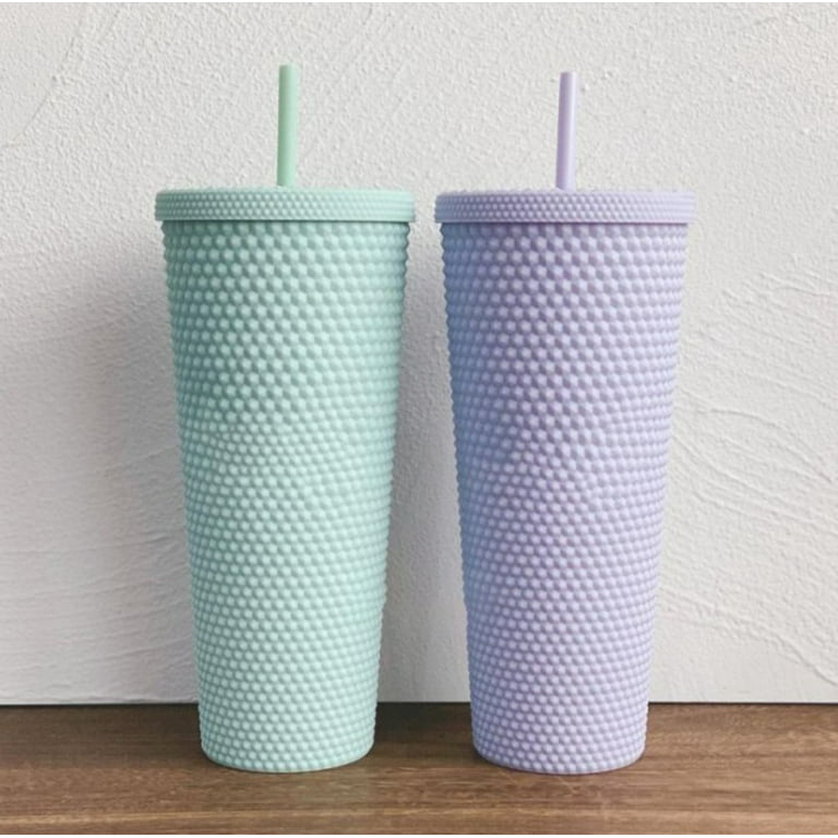 Two-Tone Matte Studded Tumbler with Lid & Straw, Reusable BPA Free Plastic  Water Bottle, Travel Friendly Water/Iced Coffee/Cold Brew/Smoothie Textured Cold  Cup, 24oz (Pink & Electric Blue) - Yahoo Shopping