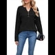 thumbnail image 2 of Camisas de Larga para Mujer, Suéteres Elegantes Informales con Botones y Cuello en V, Tops Tipo Jersey, Conjuntos de Otoño. Negro XXL, 2 of 10