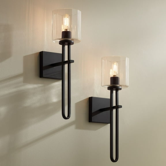 Possini Euro Design Possini Euro Katrina 17 1/2" High Black Wall Sconce Set of 2