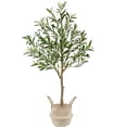 thumbnail image 3 of Artificial Olive Tree, 4ft Tall Fake Olive Leaves Plant with Basket, Indoor Outdoor Faux Olive Topiary Silk Tree for Home Livingroom Office Décor, 3 of 6