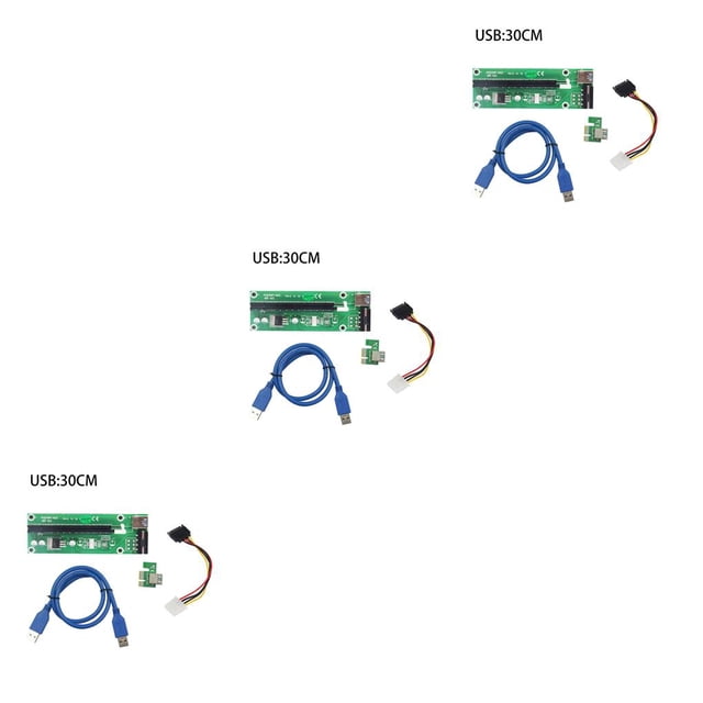 ZheElen 100Pcs VER 003 USB 3.0 PCI-E Riser 1X 4x 8x 16x Extender Riser Adapter Card SATA 15pin Male to 4pin Power Cable For Green 30CM 3Set