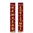 thumbnail image 1 of Paredes de celosía roja y negra navideña, decoración para exteriores, cortinas, fiestas navideñas, banderas colgantes, 1 of 5