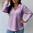 thumbnail image 4 of Lenpel Hoodies for Women Fashion Long Sleeve Half Zip Curved Hem Drawstring Textured Sweatshirts Casual Pullover Tops(Purple,Medium), 4 of 7