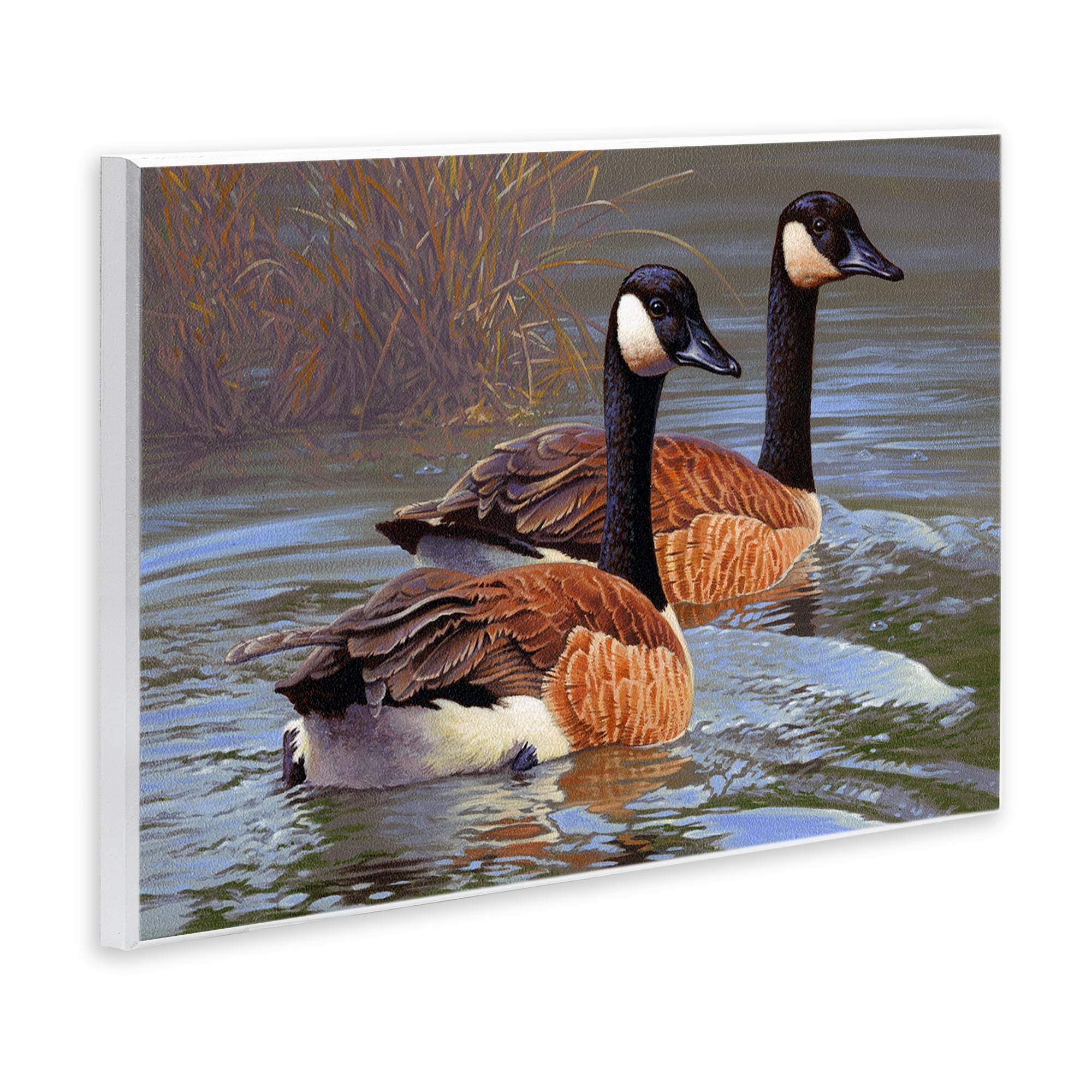 Stupell Industries Backwater Canada Geese Animals Painting Unframed Art Print Wall Art, 19 x 13
