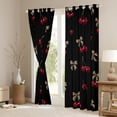 thumbnail image 3 of Erosebridal Red Cherry Leopard Print Bow Curtains Pack of 2 (42x84 Each) for Girls, Cherry Bow Curtains Blackout, 3 of 6