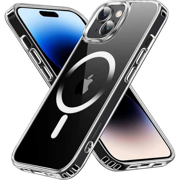 Entronix Magnetic Clear Case Compatible with iPhone 15 Plus, Hard Back Cover