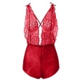 thumbnail image 3 of Levmjia Womens Halter Lace Mesh One Piece Lingerie Set Deep V Backless Floral Sleepwear Bodysuit Soft Stretch Date Nights Solid Color, 3 of 6