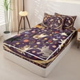 thumbnail image 2 of Homewish Retro Boho Flowers Zipper Full Size Comforter Sets with Fitted Sheet and 2 Pillowcases,Cute Cats Animal Zipper Bedding Set,Purple Cream,Black Reversible,4pcs, 2 of 8
