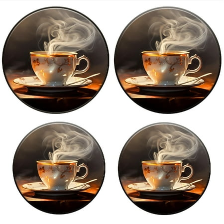

BaHomeck Electric Stove Burner Covers Set of 4 Round Metal Gas Stove Burner Covers 8 Inch and 10 Inch Kitchen Decor Steaming Cup Of Coffee On The Table