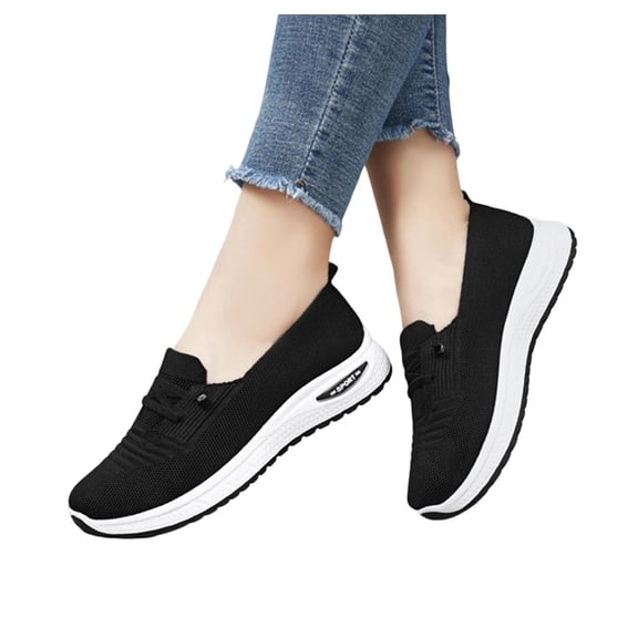 Gpaecead Women Elastic Low Cut Mesh Shoes Soft Sole Non Slip Opening Breathable Plus Size Spring Summer Casual Comfort Shoes,Black