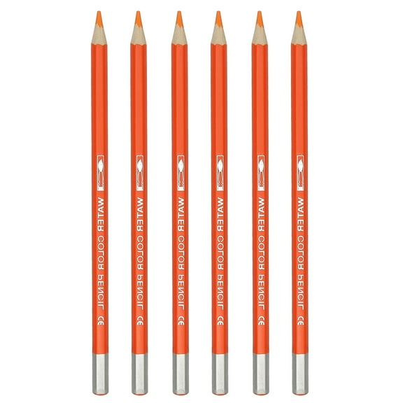 Uxcell Watercolor Pencil, 6Pcs Water Soluble Pencils for Blending, Coloring, Sketch Drawing, Painting, Orange