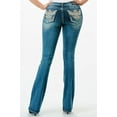 thumbnail image 3 of Grace in LA Women's Western Aztec Embroidered Pockets Stretch Bootcut Jeans (25, Blue), 3 of 3