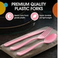 thumbnail image 4 of 150-Piece Hot Pink Disposable Silverware -Pink Plastic Spoons Forks Knives Cutlery Combo Set, 4 of 7