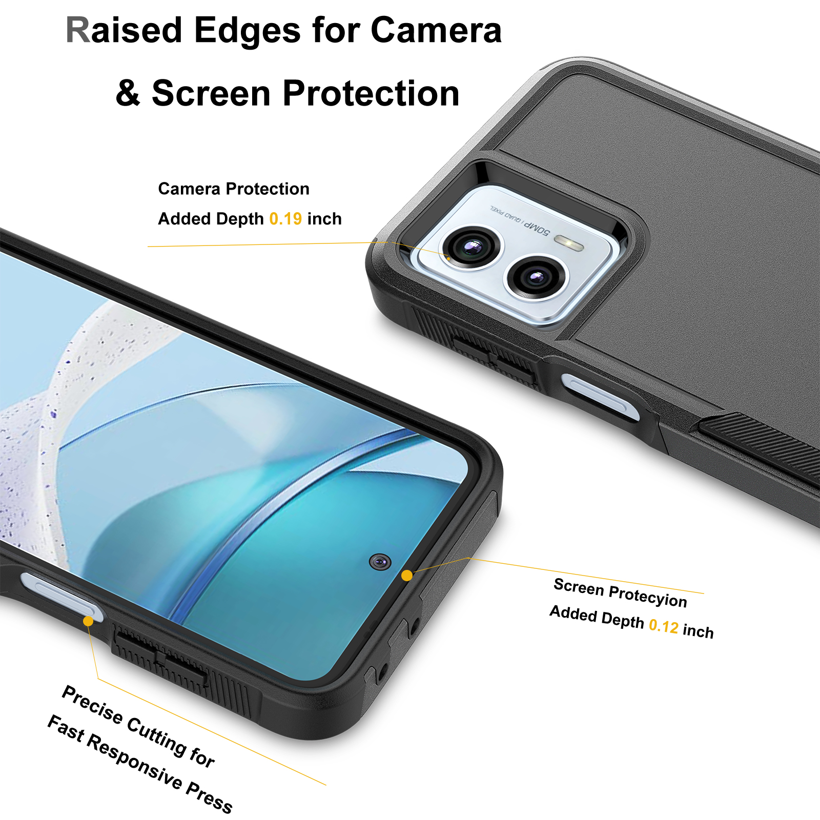 Njjex Moto G 5G 2023 Hybrid Shockproof Case, Black photo 6