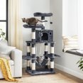thumbnail image 2 of Feandrea 59.3 Inch Cat Tree Condo with Scratching Post, Kitty Tower Pet Playhouse, Smoky Gray, 2 of 6