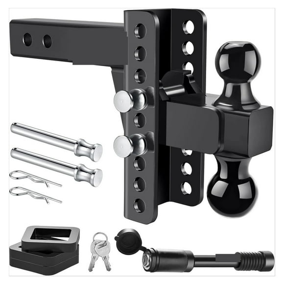 Adjustable Trailer Hitch Tow Hitch with 2.5inch Receiver-6inch Drop/Rise, 2" & 2-5/16" Ball Hitches