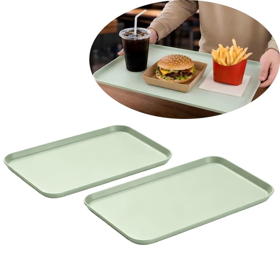 2pcs Café Cafeteria Tray, Fast Food Tray for Restaurant or Commercial Use, 12" x 16",  Slate green