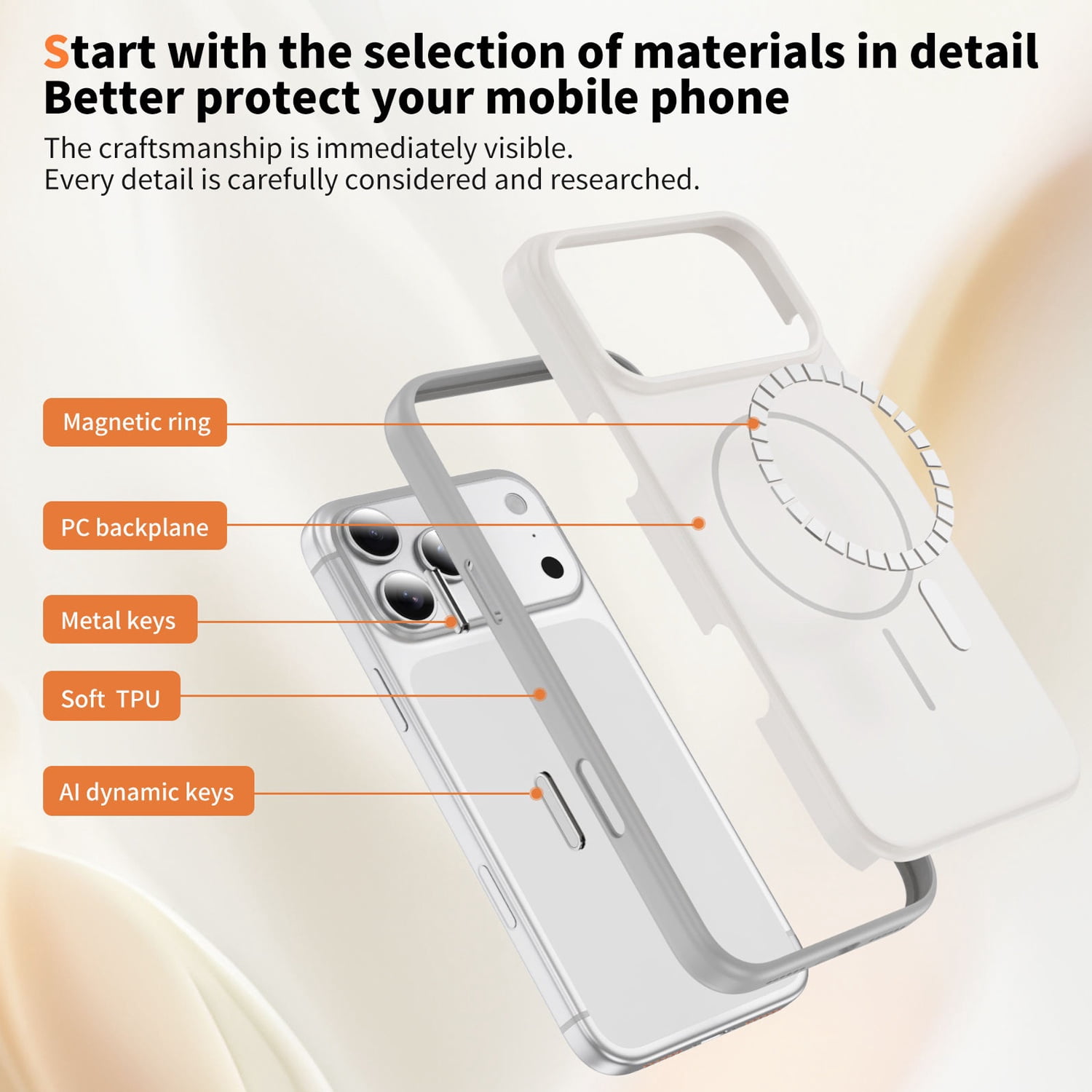 Silken Guard Case with Magsafe for iPhone 17 Pro - White