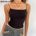 thumbnail image 2 of Camisola sexy con espalda descubierta y tirantes finos para mujer, top corto ajustado, ropa de calle sin mangas, color sólido, corsé básico informal de moda, 2 of 6