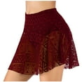 thumbnail image 4 of Women's Y2k Lace Half Slip Skirt Low Rise Pleated Ruffle LaceTrim Mini Skirt Layered Flowy Short Skirts Underskirt, 2025 Under 10 Dollar Limited Time Clearance, 4 of 6