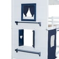 thumbnail image 5 of Harper & Bright Designs Twin Over Twin Bunk Wood House Bed with Elegant Windows Sills and Tent, Twin House Bunk Beds for Bedroom, Blue, 5 of 17