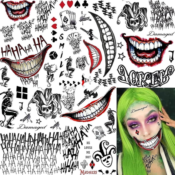 5 hojas de tatuajes temporales YONGSHENG Joker 21x15 cm