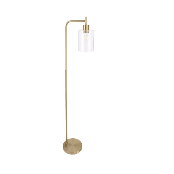 Décor Living Liza Modern Arched Floor Lamp with Glass Shade, Metal Floor Lamp with Weighted Base and Step Switch, 61" Height