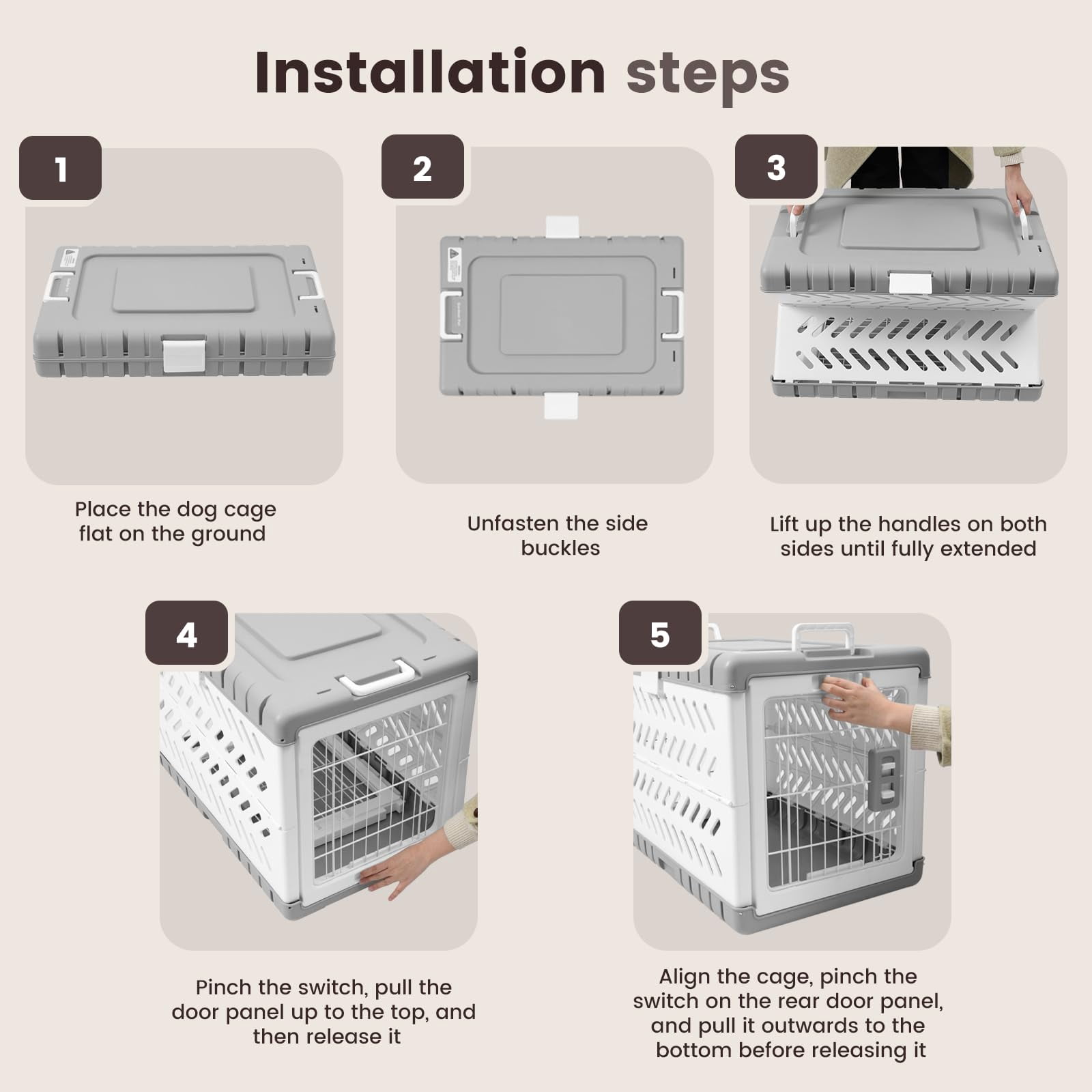 Collapsible Dog Crate For Medium/small Dogs - 28" L Foldable Cage No-tool Assembly  Travel With 2 Wheels Easy To Carry Space-saving Indoor Outdoor Use 27.96"(l) X18.3(w) X20.87(h)