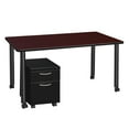 thumbnail image 4 of Regency Kee 60 x 24 in. Mobile Desk with Storage- Mahogany Top, Black Legs, 4 of 7