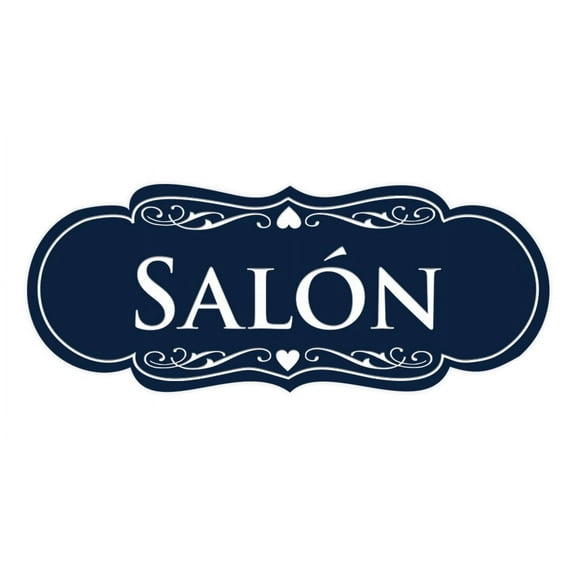 Designer Spanish Salon Sign (Navy Blue / White) - Large