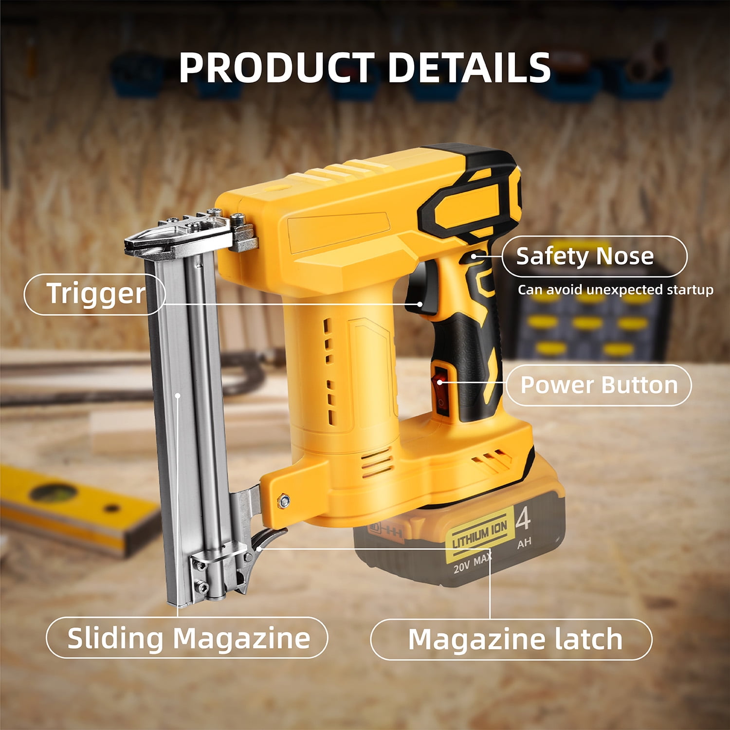 18 Gauge Brad Nailer Compatible with Dewalt 20V MAX Battery(NO Battery), Narrow Crown Stapler, 2 in 1 Cordless Nail Gun with 1000 Nails and 1000 Staples for Home Improvement, DIY and Woodworking
