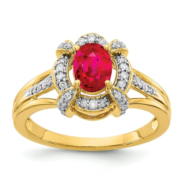 Saris and Things - 14K Yellow Gold Diamond & Ruby Ring Size 7 - Walmart