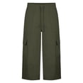 thumbnail image 7 of VBVC Women's Drawstring Cargo Capri Pants , Causal Summer Crop Trousers For Women , Ladies' Lightweight Y2K Pants with Pockets, Army Green , S-2XL, 7 of 7