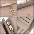 thumbnail image 4 of UTO Small Wallet for Women PU Leather Leaf Pendant Bifold Purse Card Holder Zipper Pocket Short Wallet(Light Pink), 4 of 7