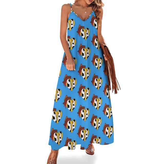Vestido sin mangas de Woody Heart Vestido de verano con falda para mujer Vestido de noche coreano para mujer