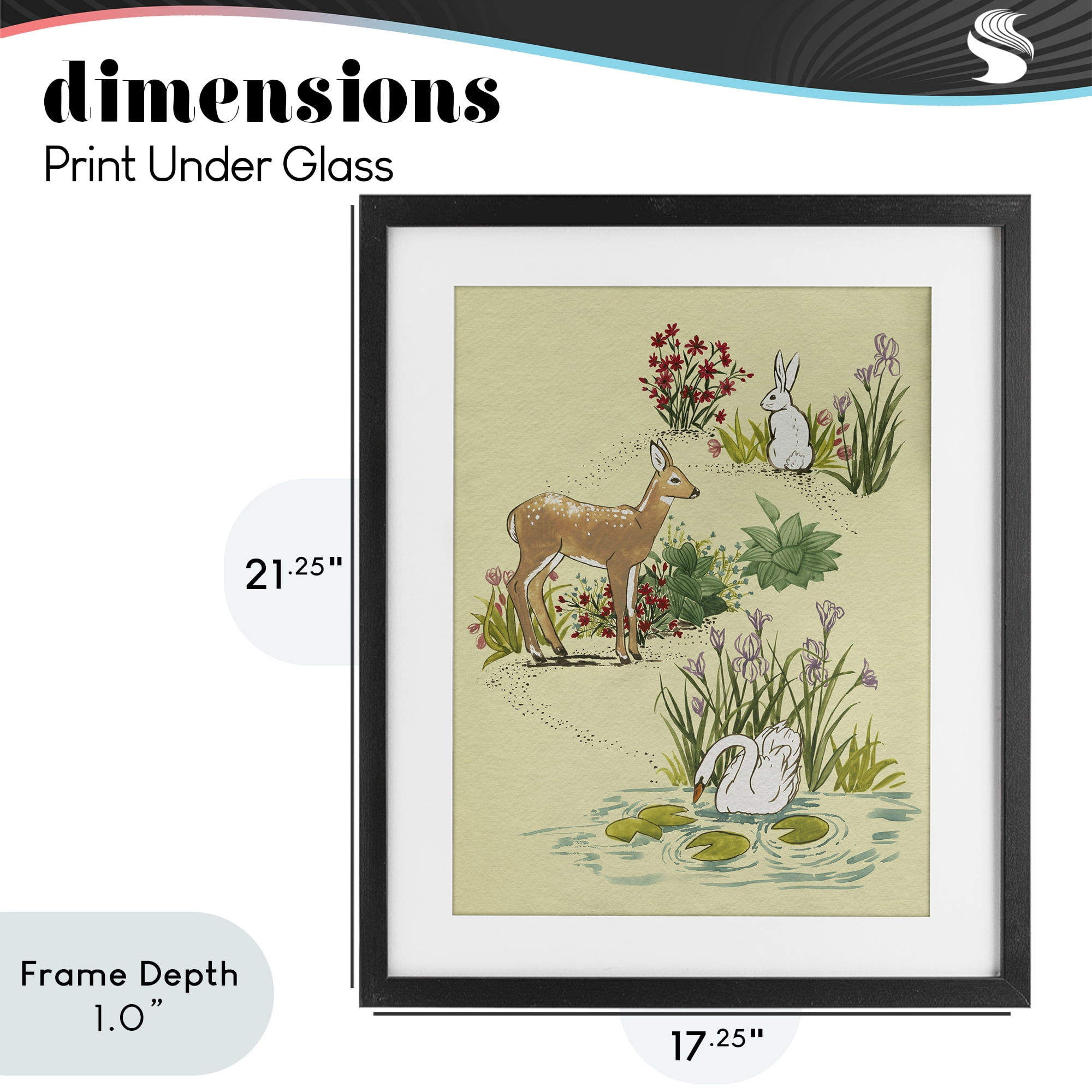 Stupell Industries Peaceful Spring Animals Black Framed Print Under Glass, design by Grace Popp