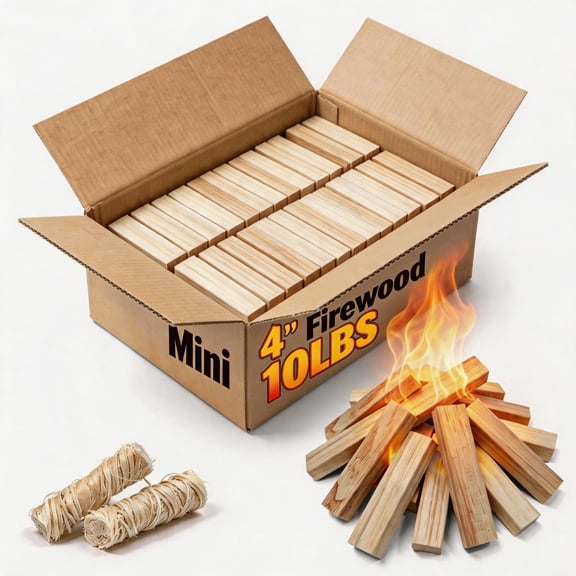 Jaxpety 10 LB Kiln-Dried Fir Firewood, 4 Inch Split Logs, Includes 2 Fire Starters for Fire Pit, Fireplace, Camping Outdoor Burning