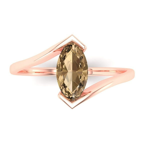 Solitaire Engagement Ring for Women - 2ct Simulated Champagne Diamond in 18K Rose Gold Promise Ring