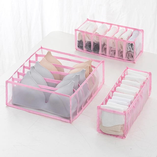 Ropa Interior Gruesa de Malla Organizador de Cajones Macarena Plegable 3 piezas rosa