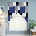 thumbnail image 6 of Navy Blue Grey Black Geometric Kitchen Window Curtains, Swag Curtains Valance for Bedroom Living Room Bathroom, Middle Century Art Abstract Aesthetics Rod Pocket Window Block Drapes 2 Panels 36"x36", 6 of 9