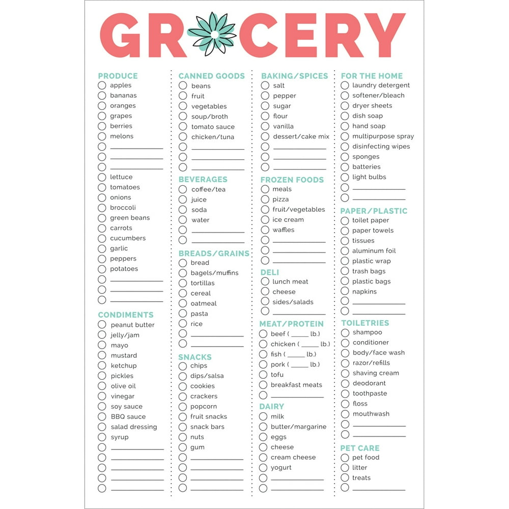 Bloom Daily Planners Grocery Pad, 6" x 9", 80 Sheets