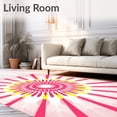 thumbnail image 2 of ODIKA 6'x9' Machine Washable Non-Slip Area Rug, Elegant Sunburst Radial Blossom Decoration High Traffic Rug with Pad, Pink, 481441, 2 of 8