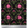 thumbnail image 1 of Soimoi Rayon Fabric Leaves & Pink Flower Floral Print Sewing Fabric Yard 42 Inch Wide, 1 of 1