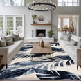 thumbnail image 3 of 6'x9' Area Rugs, Vintage Navy Blue Botanical Indoor Outdoor Area Rug for Living Room Bedroom, Retro Tropical Leaves Washable Bathroom Rugs Kitchen Floor Carpet Mats Home Decor Aesthetic, 3 of 8