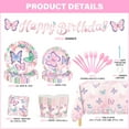 thumbnail image 6 of Ayieyill 170Pcs Happy Birthday Decorations Kit, Butterfly Birthday Party Supplies Set for 24 Guests, Includes Plates and Cups and Napkins Straws Sets, 6 of 6