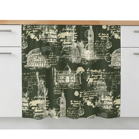 Cabinet Curtain Architecture Landscape Kitchen Shelf Curtain Desk Under Sink Curtain Skirt Privacy Drape Cover Green Scenic Spots Cabinet Curtains for Kitchen Shelves Laundry Room 28x35 Inch
