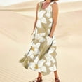 thumbnail image 2 of Susanny White Dress Womens Floral Boho Summer Dresses Maxi Cotton Linen Tank Long Dresses Clearance Flowy Sleeveless Sundresses for Plus Size Women with Pockets Khaki M, 2 of 7
