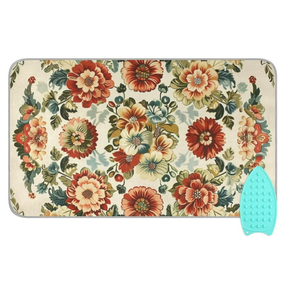 Vintage Medallion Floral Flowers Ironing Board Covers Heat Resistant Ironing Pad Mat Portable for Travel Washer Dryer Table